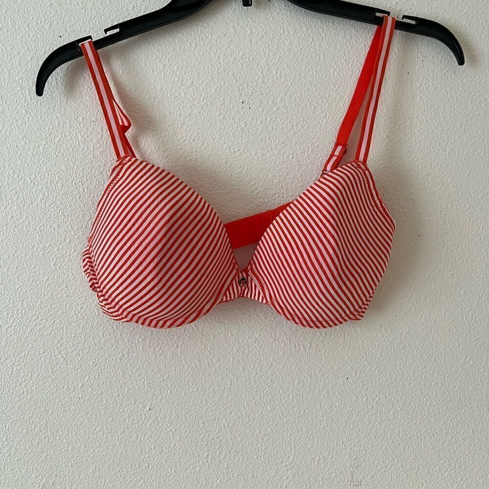 Josie Natori  striped orange /white bra 36C